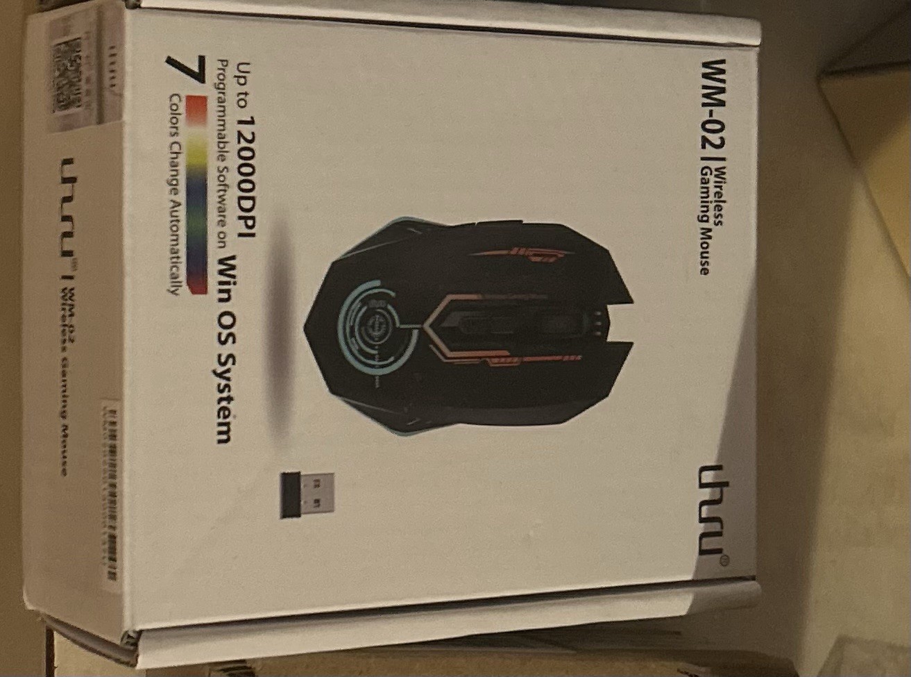 Uhru WM-02 Wireless Gaming Mouse 12000 DPI Programmable 7 Colors Black