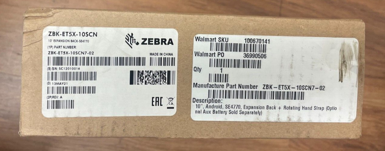 New Zebra ET5X ZBK-ET5X-10SCN 10" ANDROID SE4770 EXPANSION BACK ROTATING HAND ST