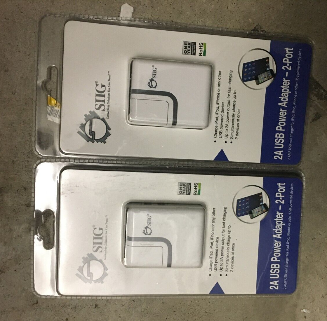 lot of 2 SIIG .2A 2 Port USB Power Adapter - - SIIG AC-PW0K12-S1