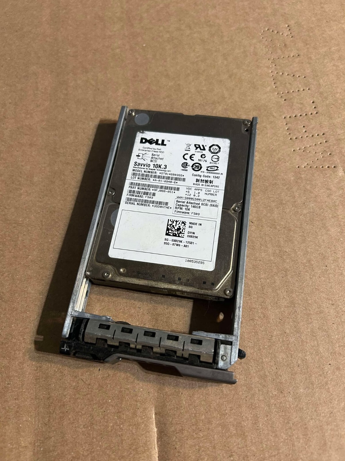 X829K Dell 0X829K 146GB SAS 10K 2.5" ST9146803SS HDD W/TRAY