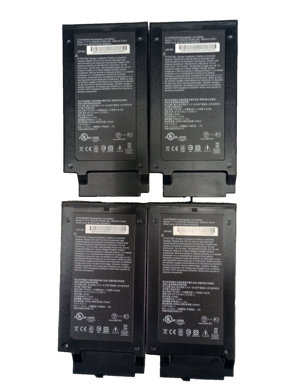 Lot of 4 Genuine BP-S410-MAIN-32/2040 S GBM6X2 Battery GETAC S410 Tested