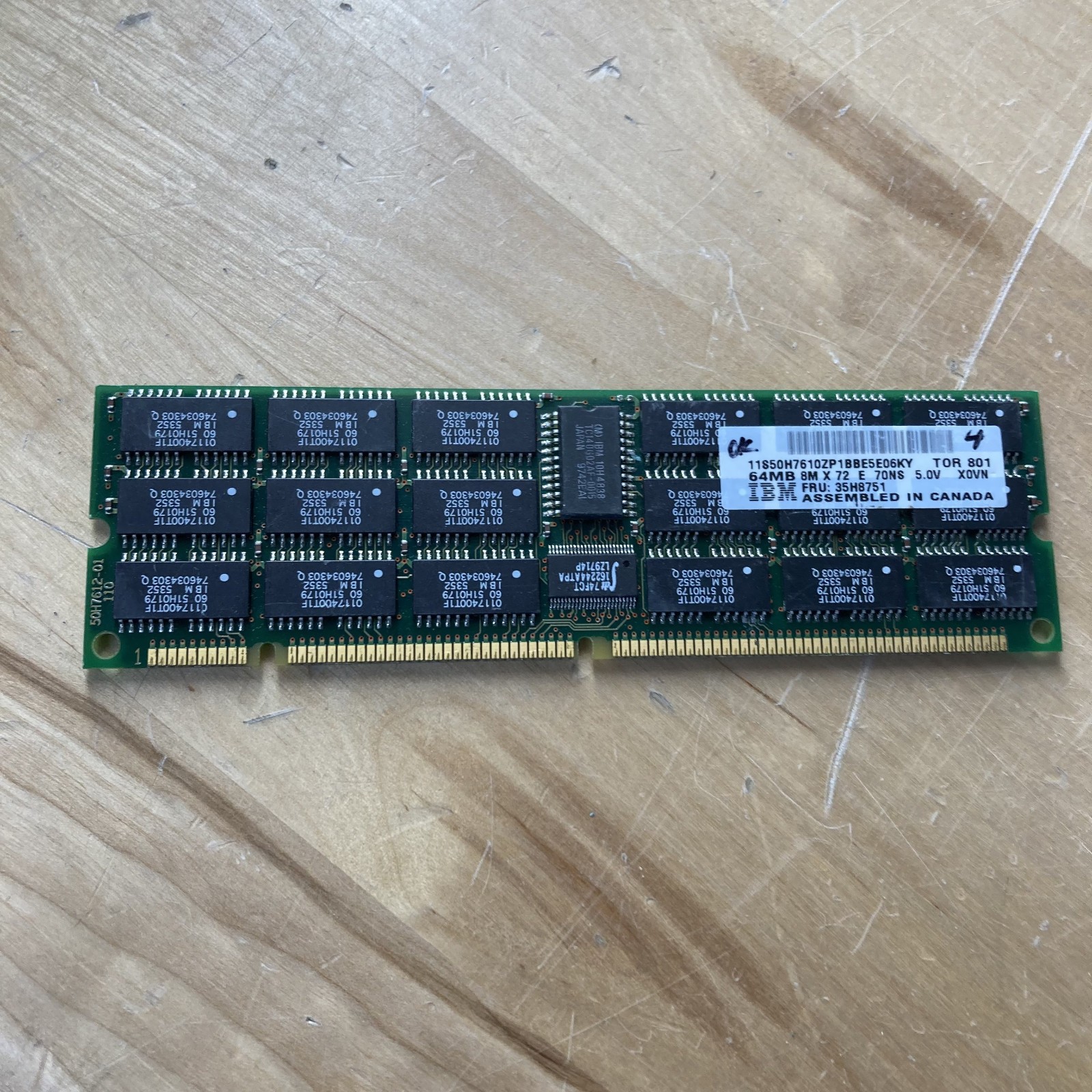 IBM 64MB EDO DRAM SIMM 8M x 72 E 70NS 35H8751 Vintage Computer Memory