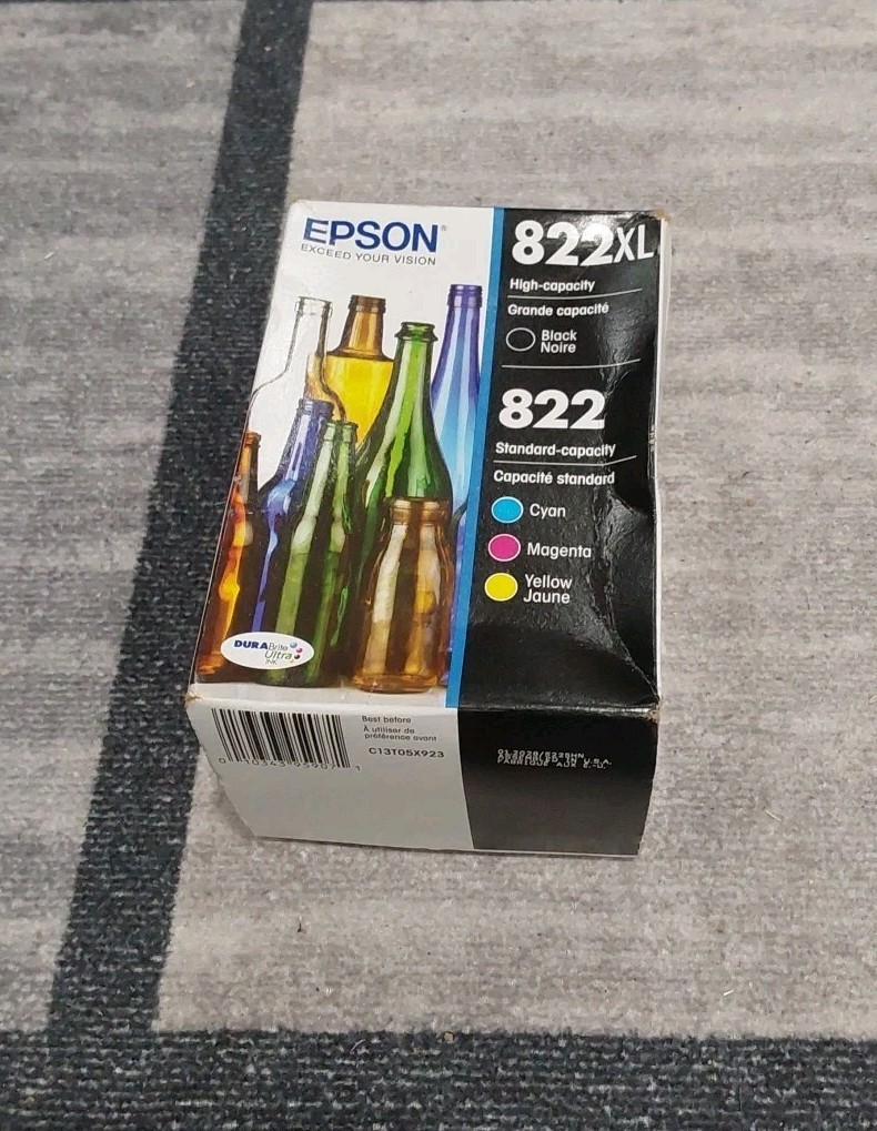 Genuine Epson 822XL Black & 822 Cyan Magenta Yellow Ink Cartridges Date 01/28 F2