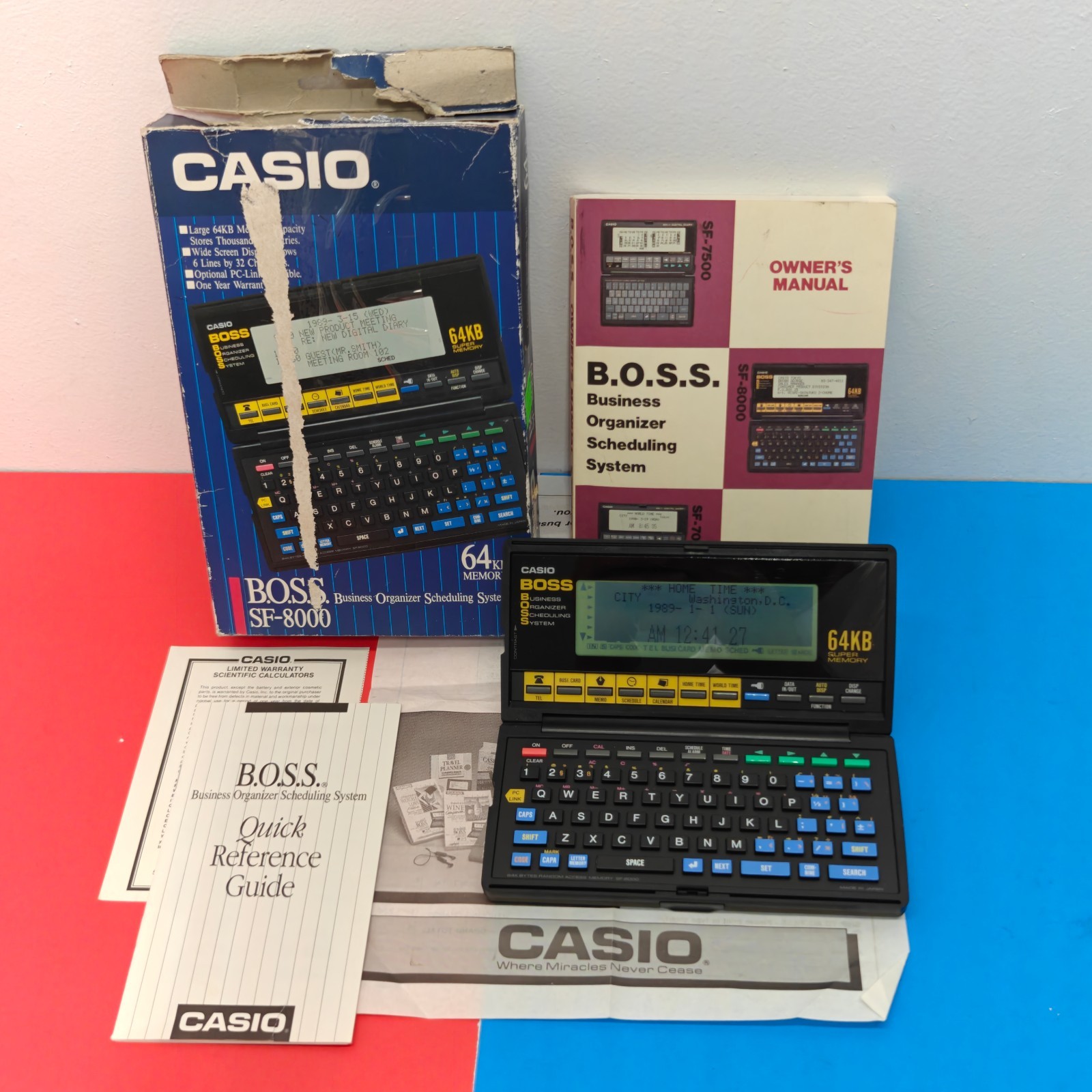 1989 Casio BOSS SF-8000 Business Organizer Scheduling System Digital Diary boxed