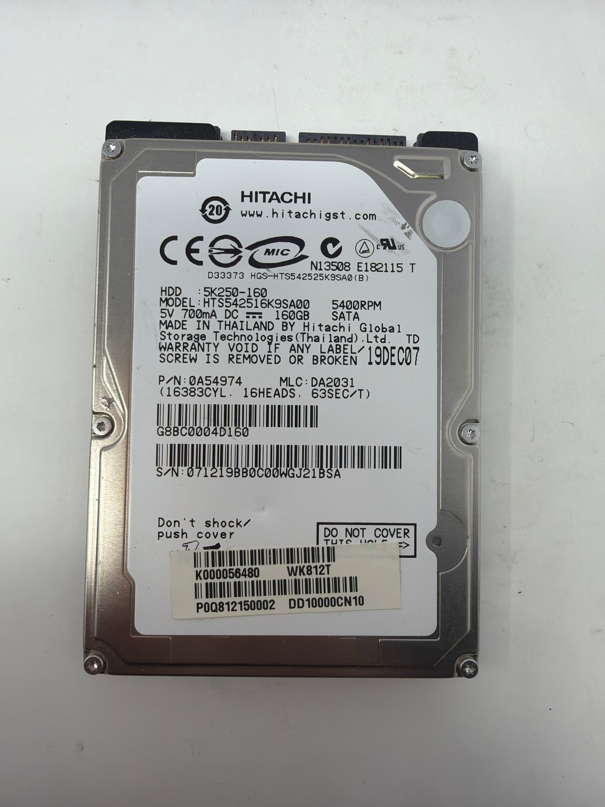 Hitachi HTS542516K9SA00 160GB SATA Grade B