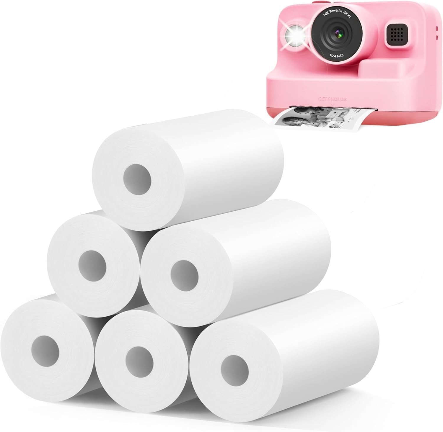 6 Rolls HD Print Paper for Kids Instant Cameras - Biodegradable & Glossy Finish