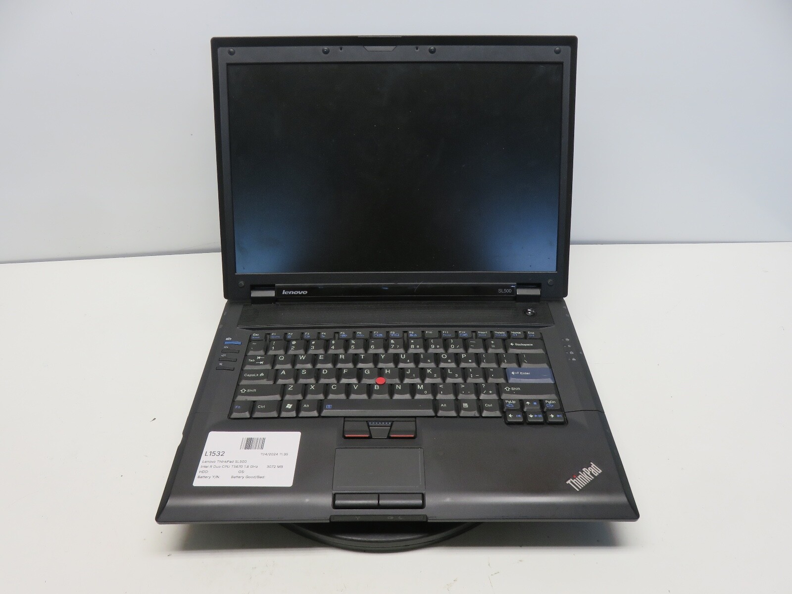 Lenovo ThinkPad SL500 Intel Core 2 Duo CPU T5670 1.8 GHz 3072 MB NO HDD No Batt