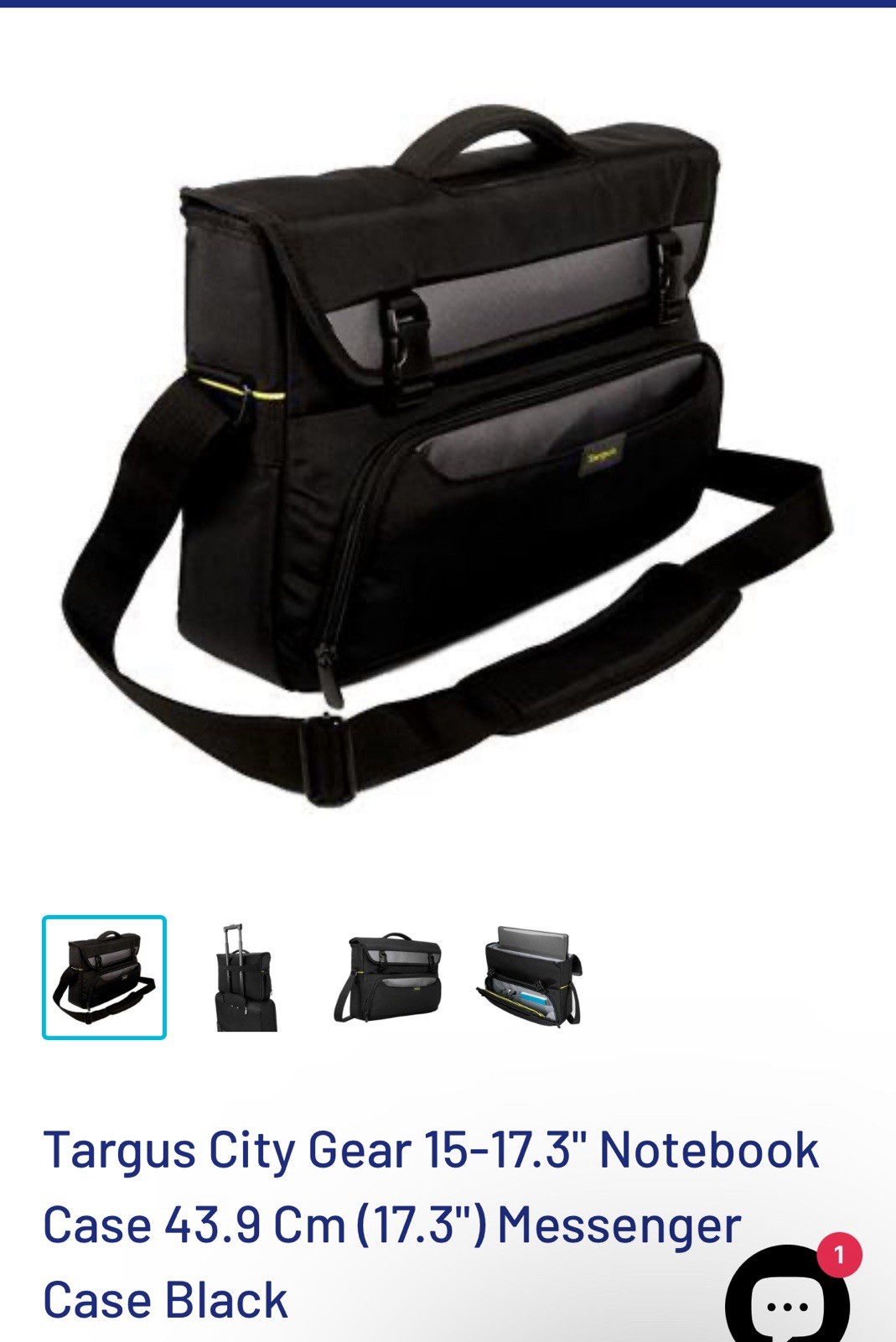 NEW - Black Targus Laptop Bag - Messenger Bag TCG270 38-43.9 cm -5-17.3”