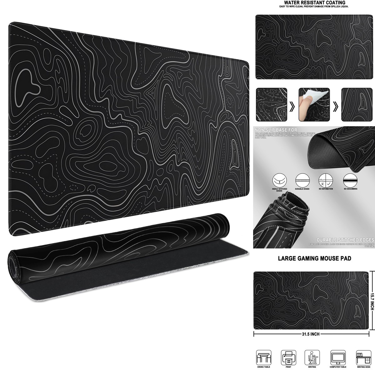 AREYLO Large Gaming Mouse Pad, Waterproof Extra Large Stitched Edges