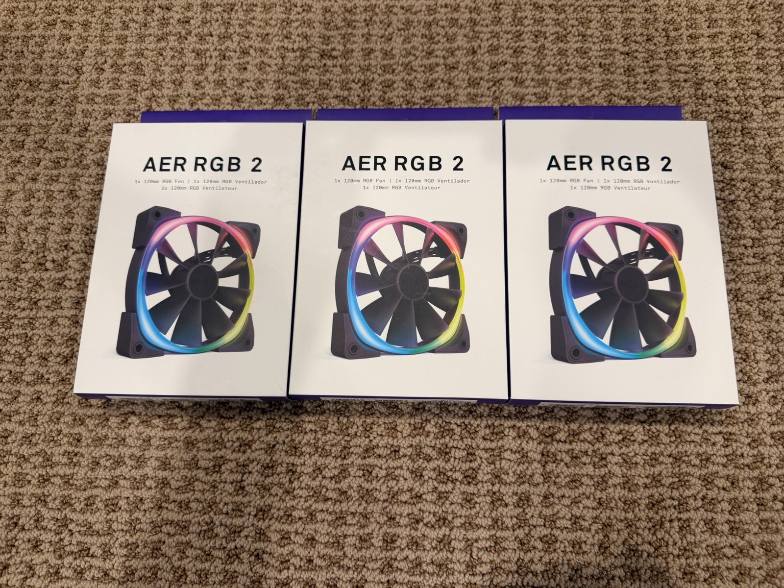 NZXT AER RGB 2 120mm RGB PC Case Fans 3-Pack Black w/ White Ring