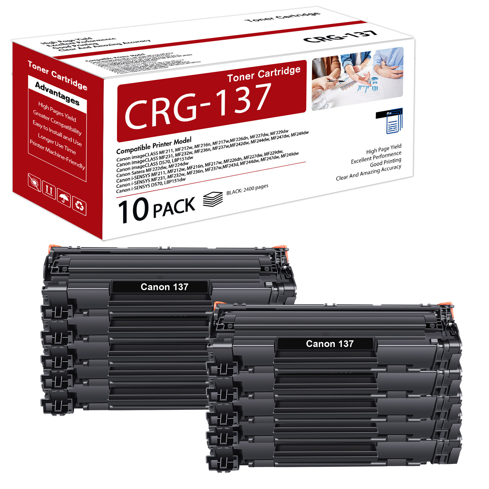 High Quality Black Toner 137 Fits for Canon 137 Toner MF229dw MF217w MF244dw LOT