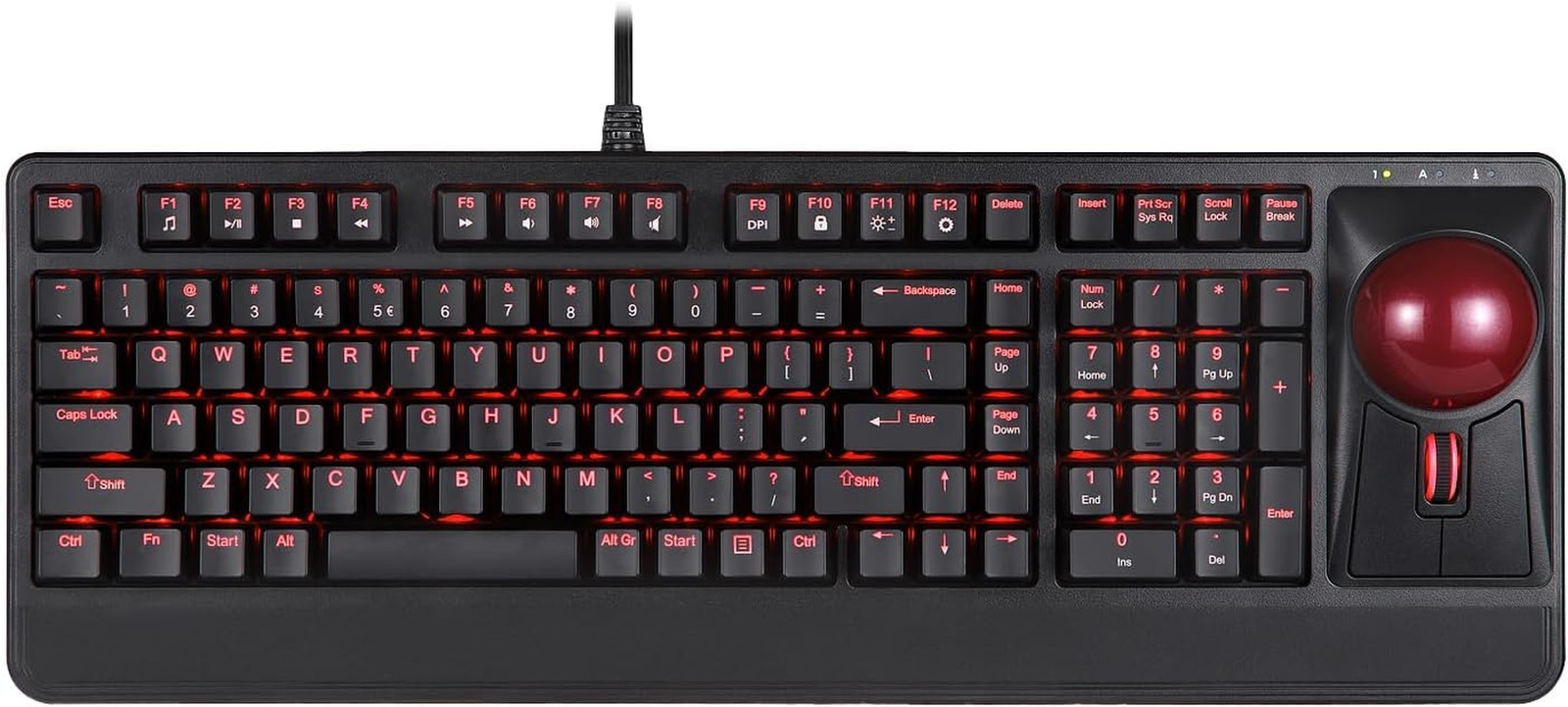 Perixx Periboard-322 Wired Mechanical Trackball Keyboard with 2 Hubs, 2.17 Inch