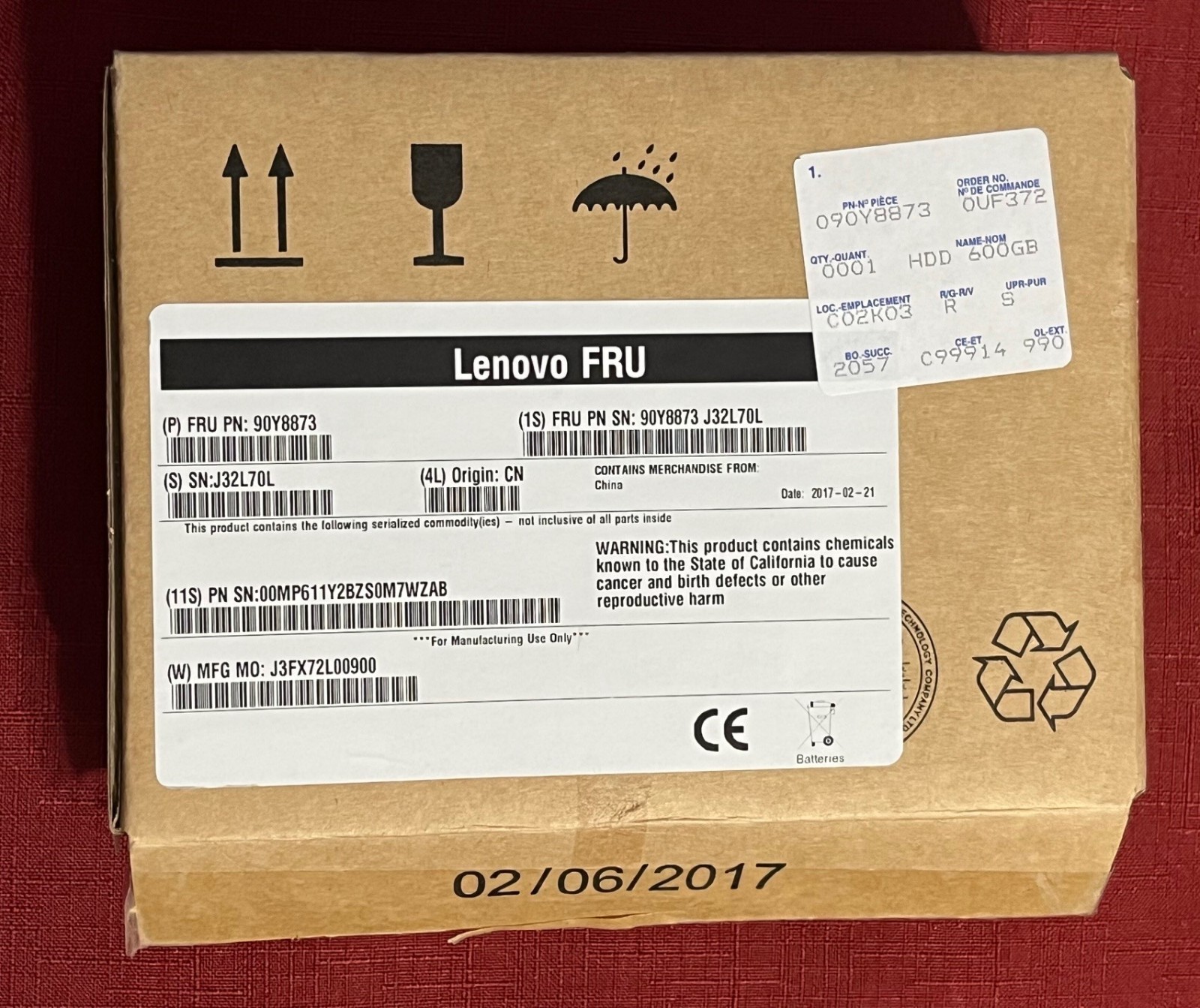 IBM LENOVO System X hard drive 600GB SAS 10K 6GBPS 2.5" New in box