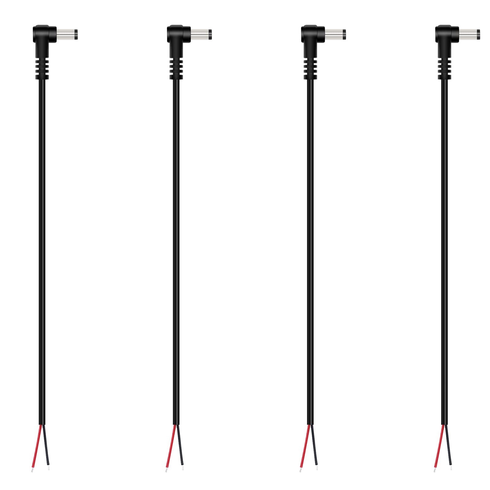 DC Power Pigtail Cable, 4-Pack 5.5mm x 2.5mm 90 Degree Right Angle DC Barrel ...