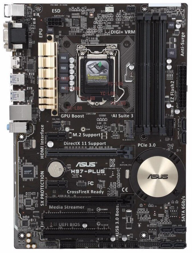 For ASUS H97-PLUS motherboard H97 LGA1150 4*DDR3 32G VGA+DVI+HDMI ATX Tested ok