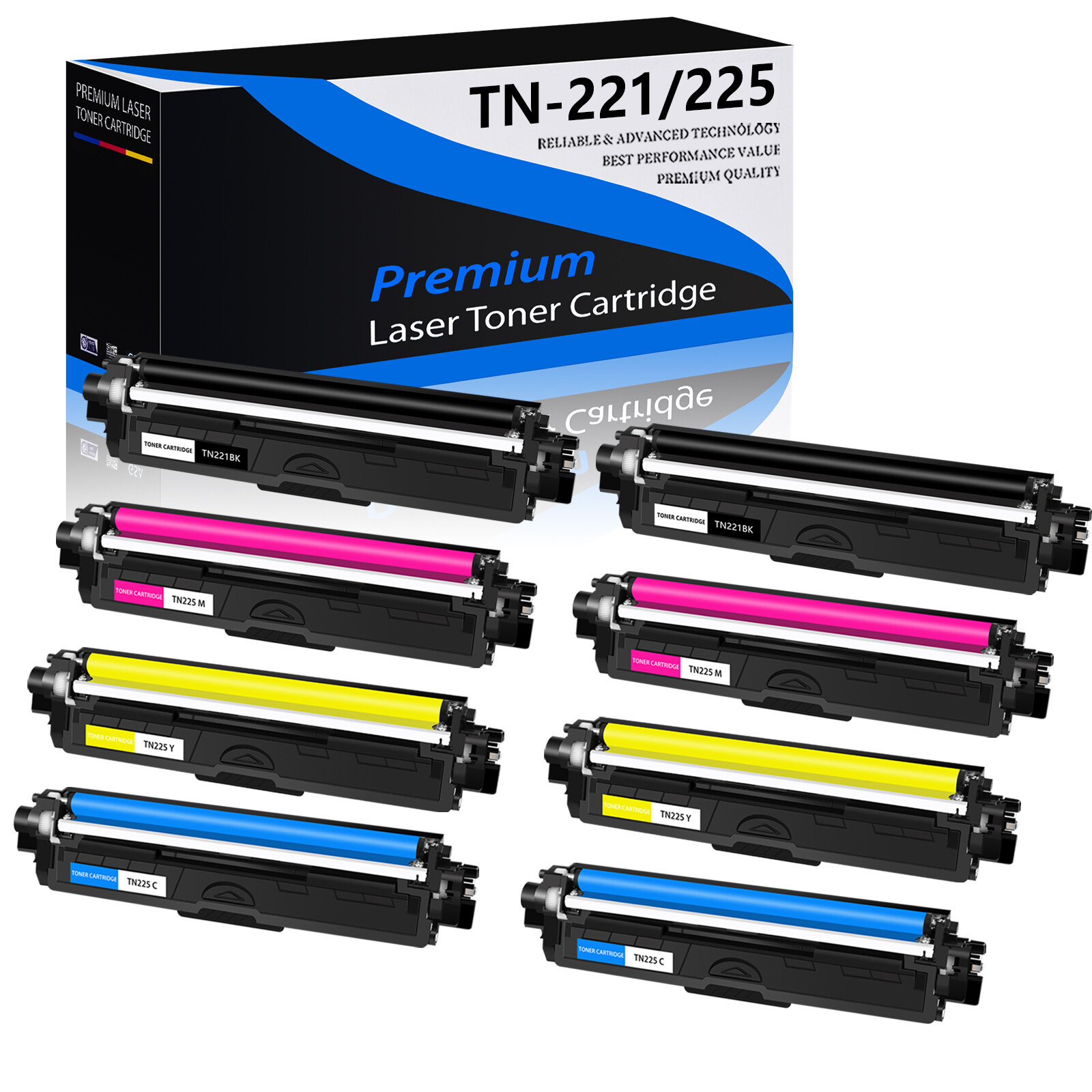 8PK TN221 TN225 BK C Y M Toner for Brother HL-3152CDW HL-3142CW HL-3150CDW
