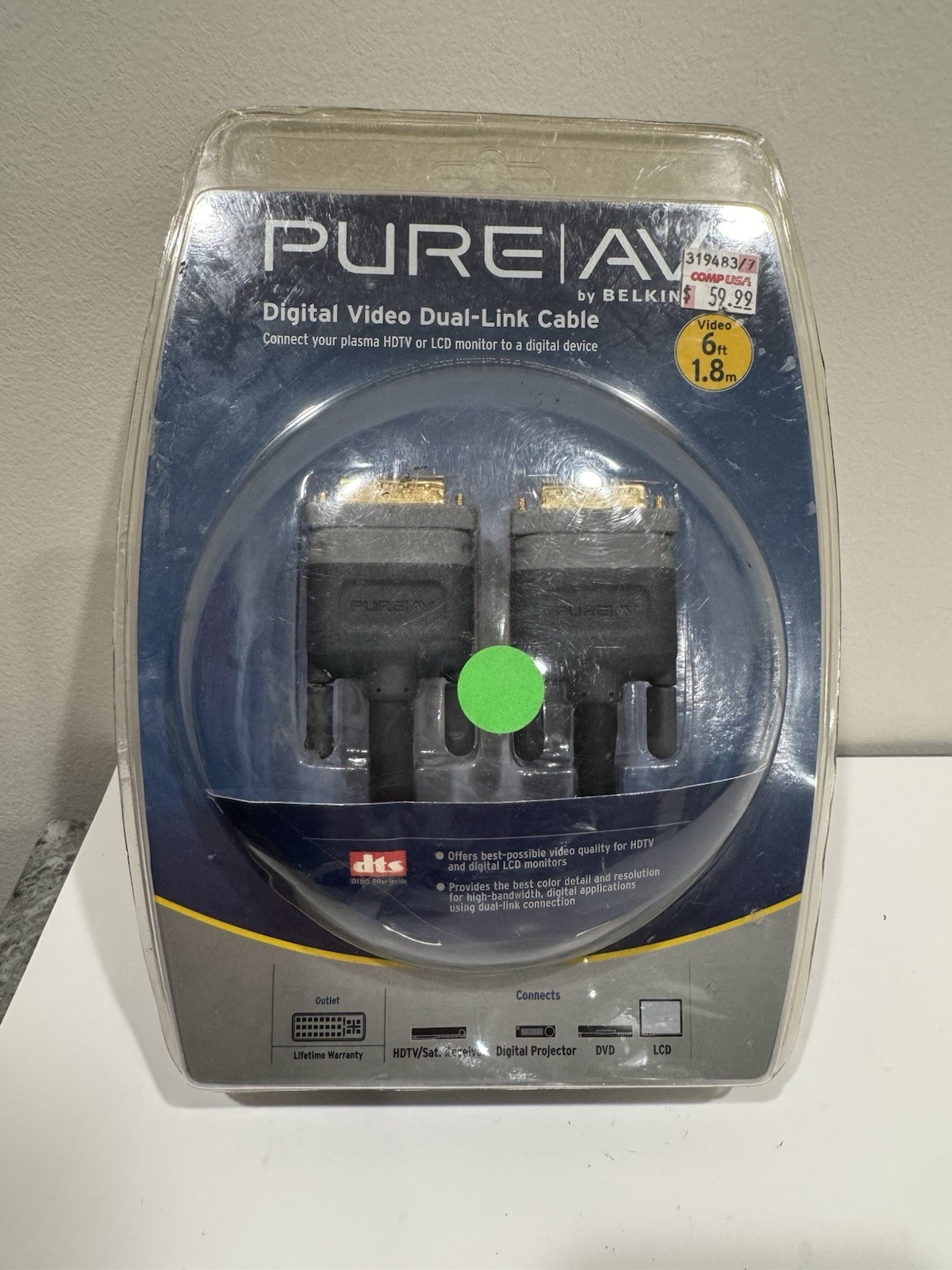 PURE AV BY BELKIN Digital Video Dual-Link Cable 6' or 1.8m **BRAND NEW SEALED***