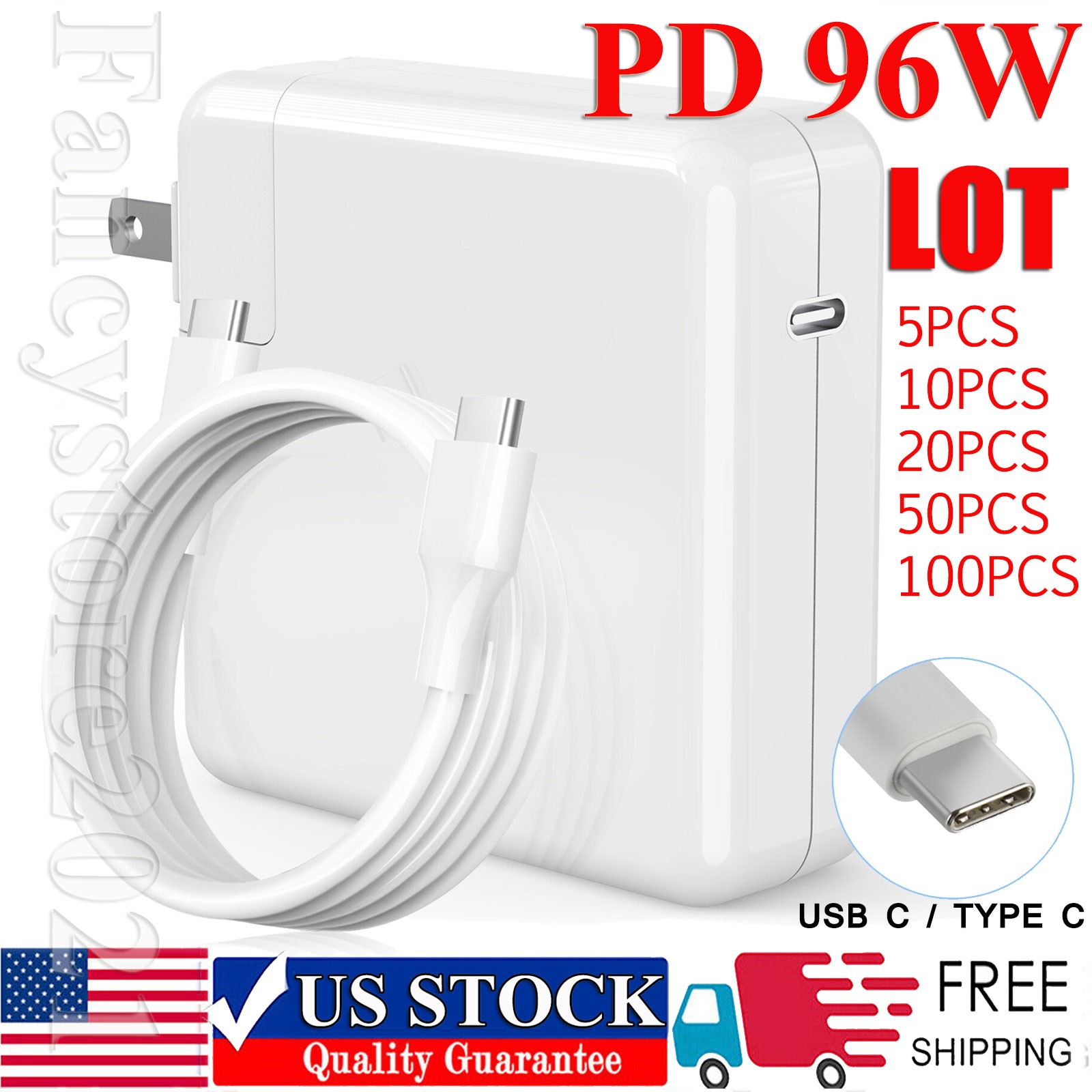 Lot 5/10/20/30/50/100PCS 96W USB-C Type C Charger For Apple MacBook Pro 16" 15"
