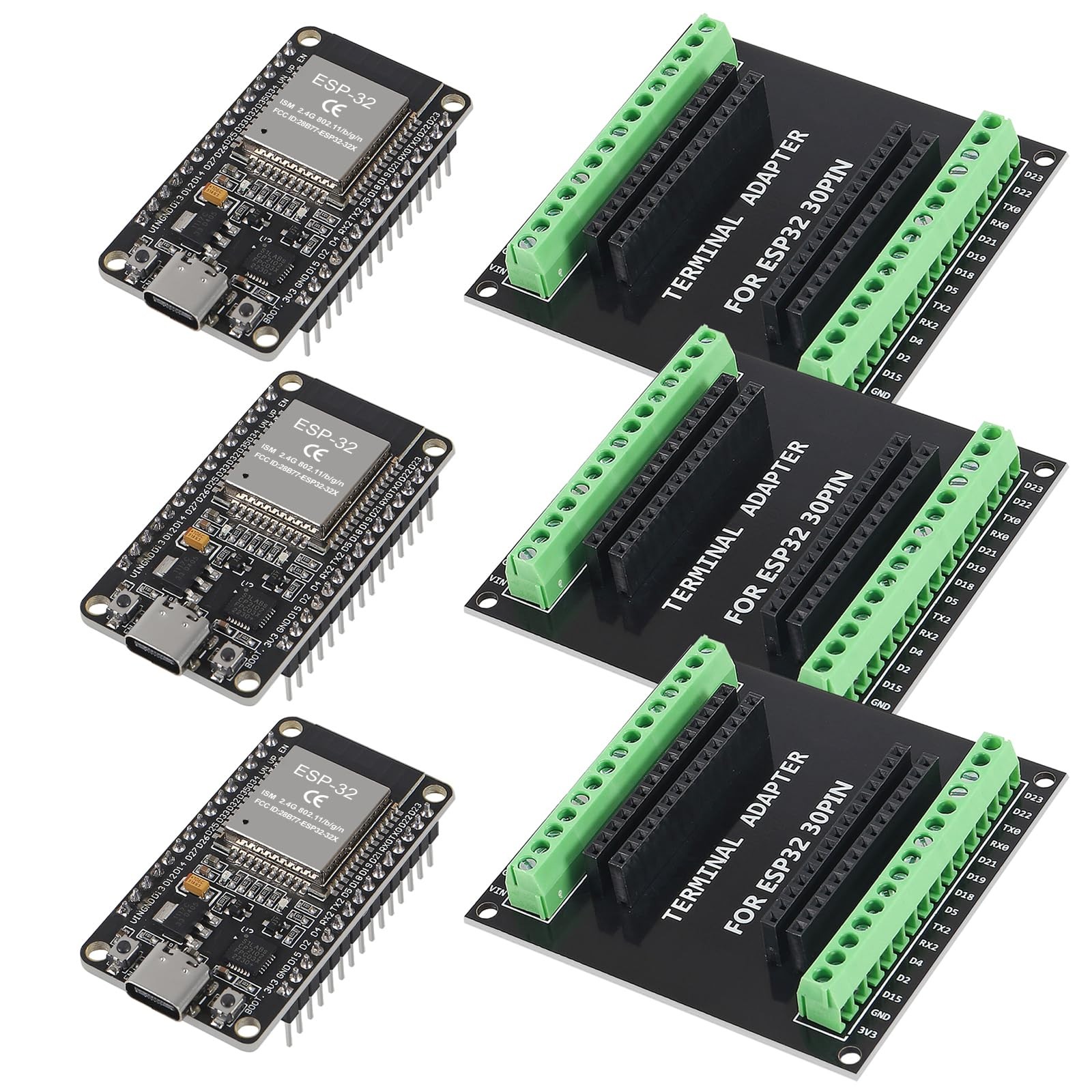 ESP32 ESP32WROOM32 CP2102 TypeC Development Breakout Shield Board 3 PCS