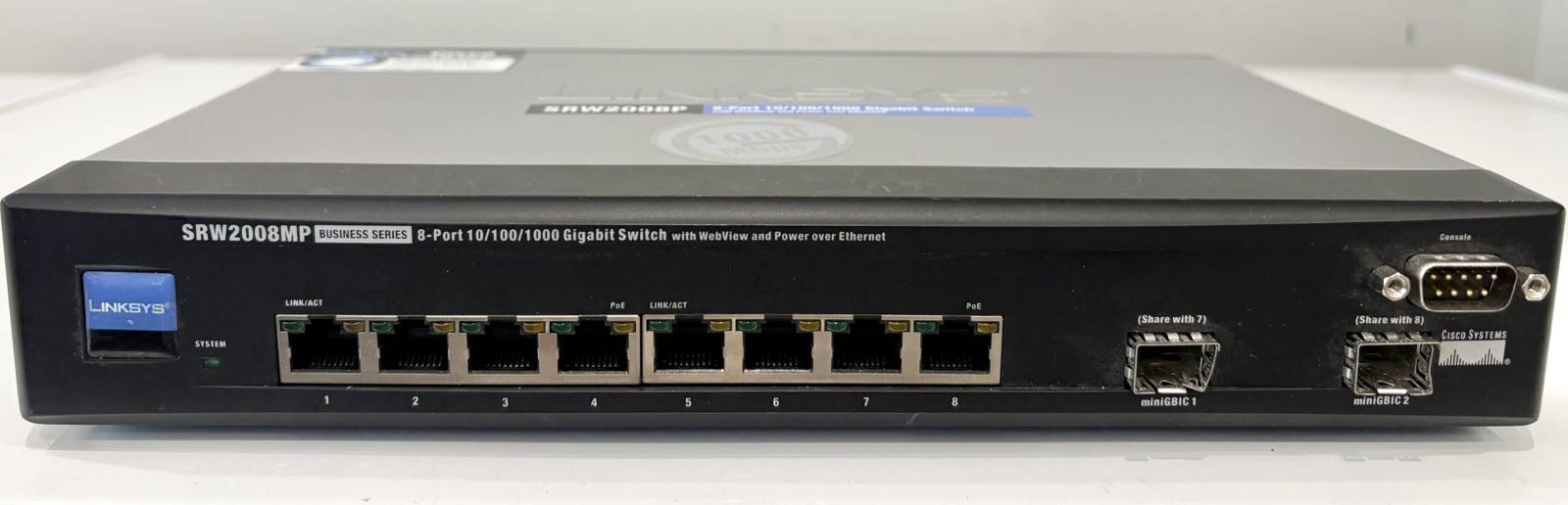 Linksys SRW2008MP 8-Port 10/100/1000 Ethernet Switch 