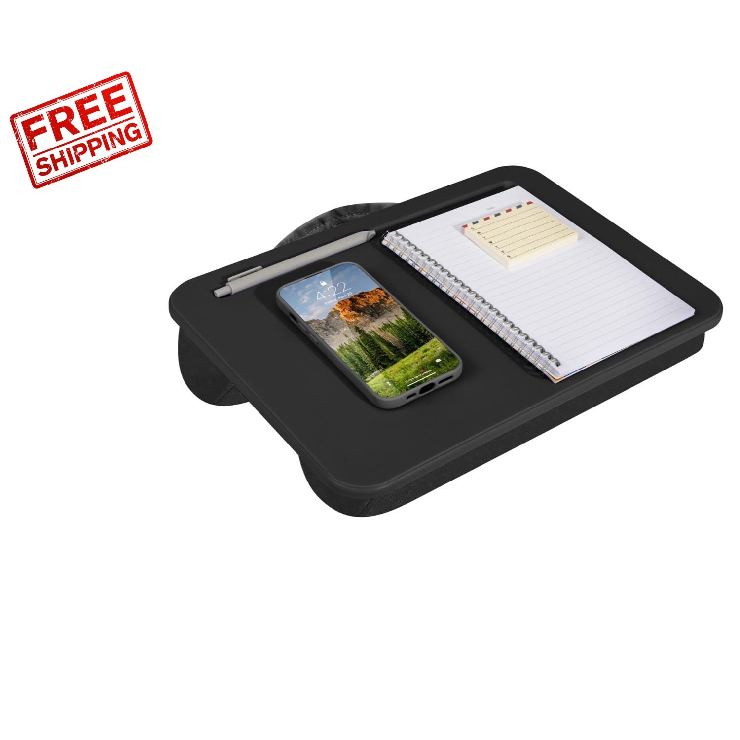 Elegant Black Lap Desk Fitting Up to 14" Laptops - Perfect for Home & Travel