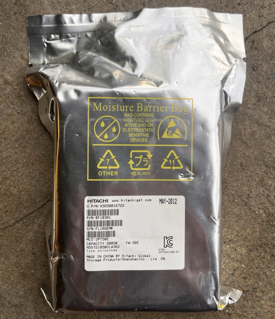 HITACHI internal HDD 500GB SEALED H3D5001672S 3.5" SATA 7.2K OEM NEW