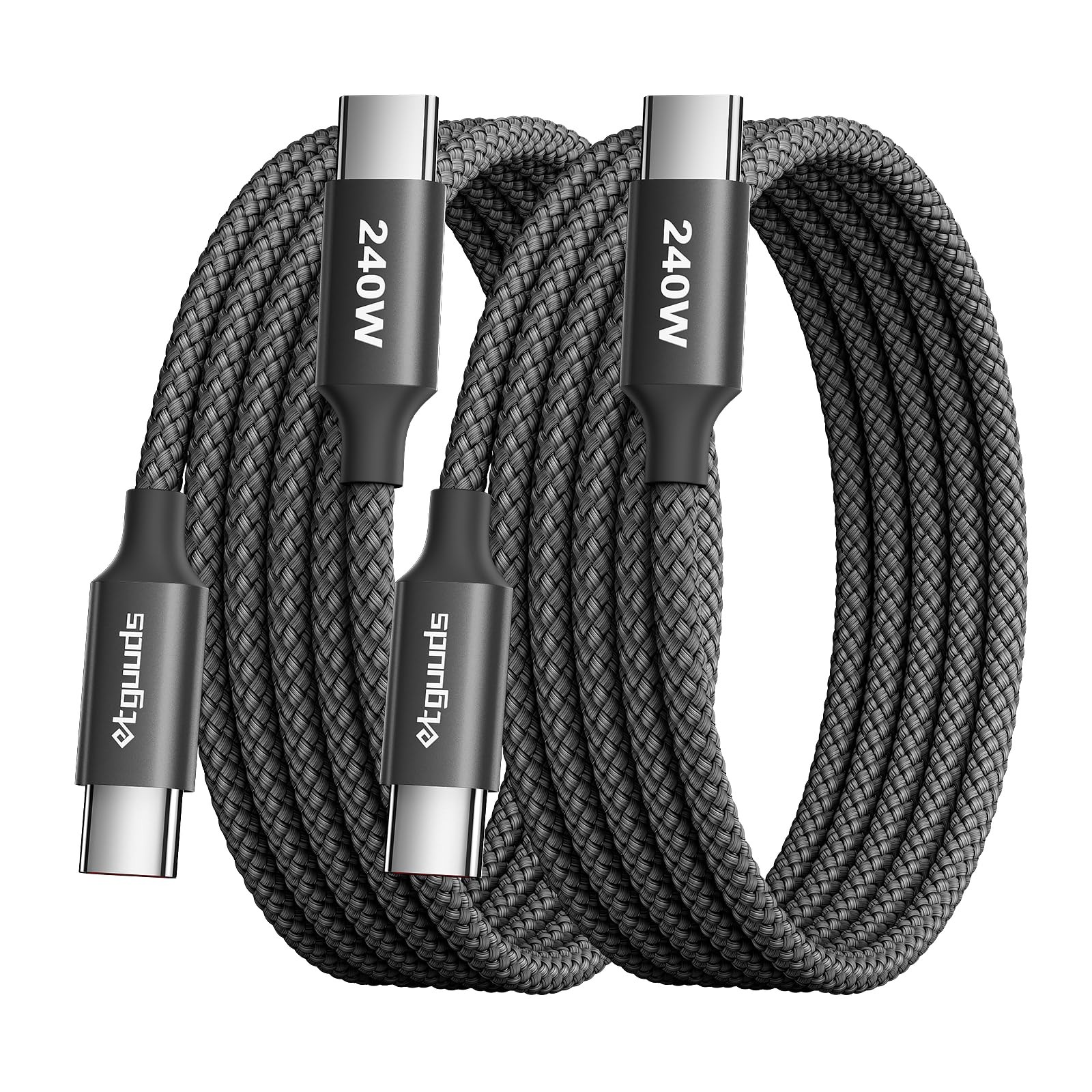 etguuds 240W USB C to C Cable 6ft, 2-Pack C C Fast Black