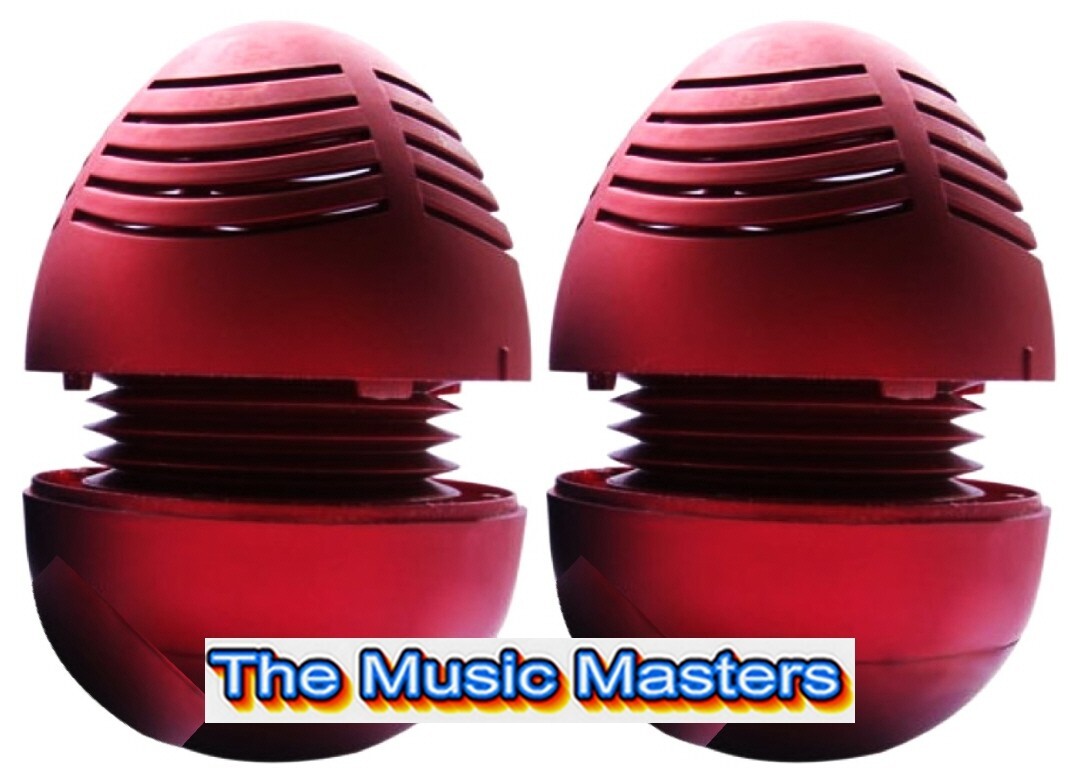 2 Pack Egg Shape Stereo Audio Tumbler SPEAKER Rechargeable USB 3.5mm Wired Red
