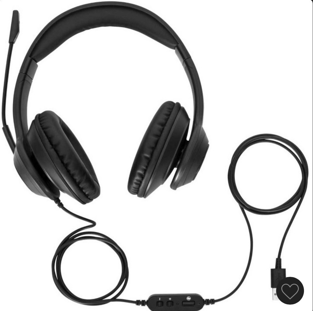 Targus AEH102 USB Wired Stereo Headset Plug & Play, Soft Ear Cups, Boom Mic