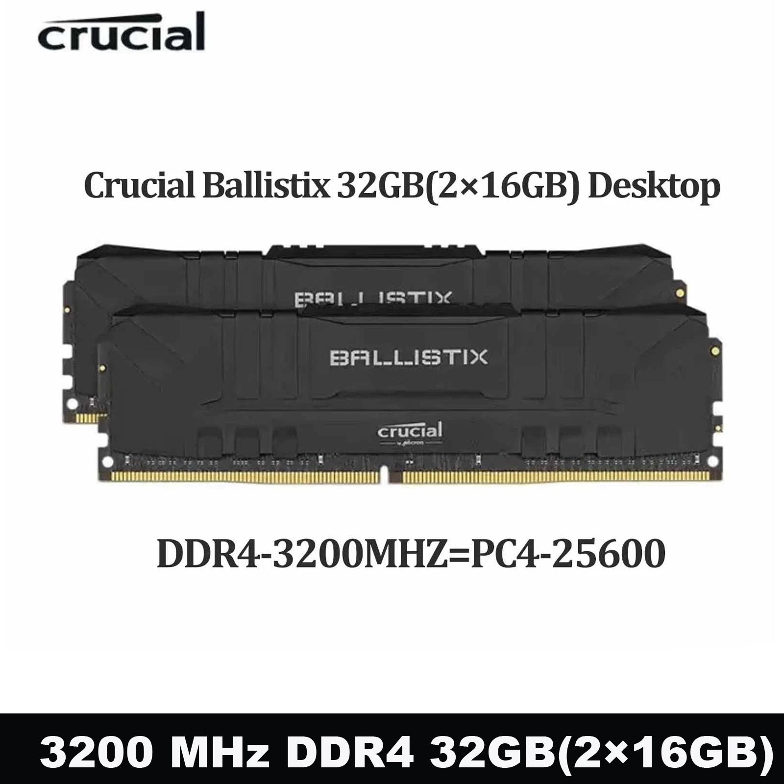 Crucial Ballistix 32GB DDR4 Memory RAM 3200MHz 2x16GB Modules for PC Gaming