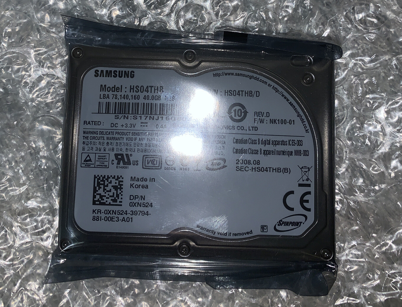 Samsung Spinpoint N2B HS04THB 40GB Internal 4200RPM 1.8" (HS04THB) HDD VGN-UX50