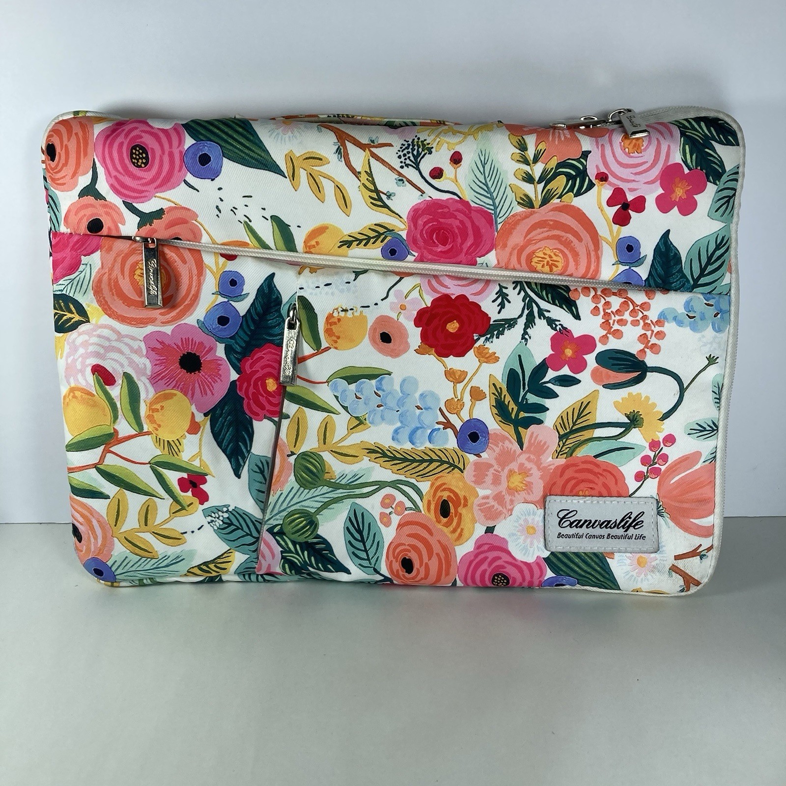 Canvaslife Laptop Sleeve 13 14 Inch Protective Case Pouch Garden Rose Floral
