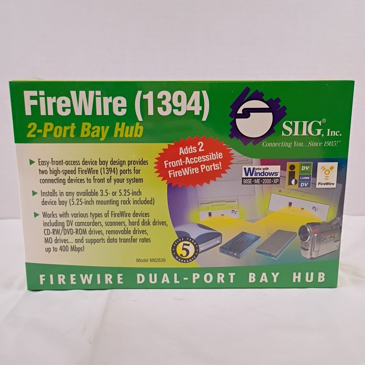 Siig, Inc. FireWire (1394) Front-Access 2-Port Bay Hub NN2639 New and Sealed 