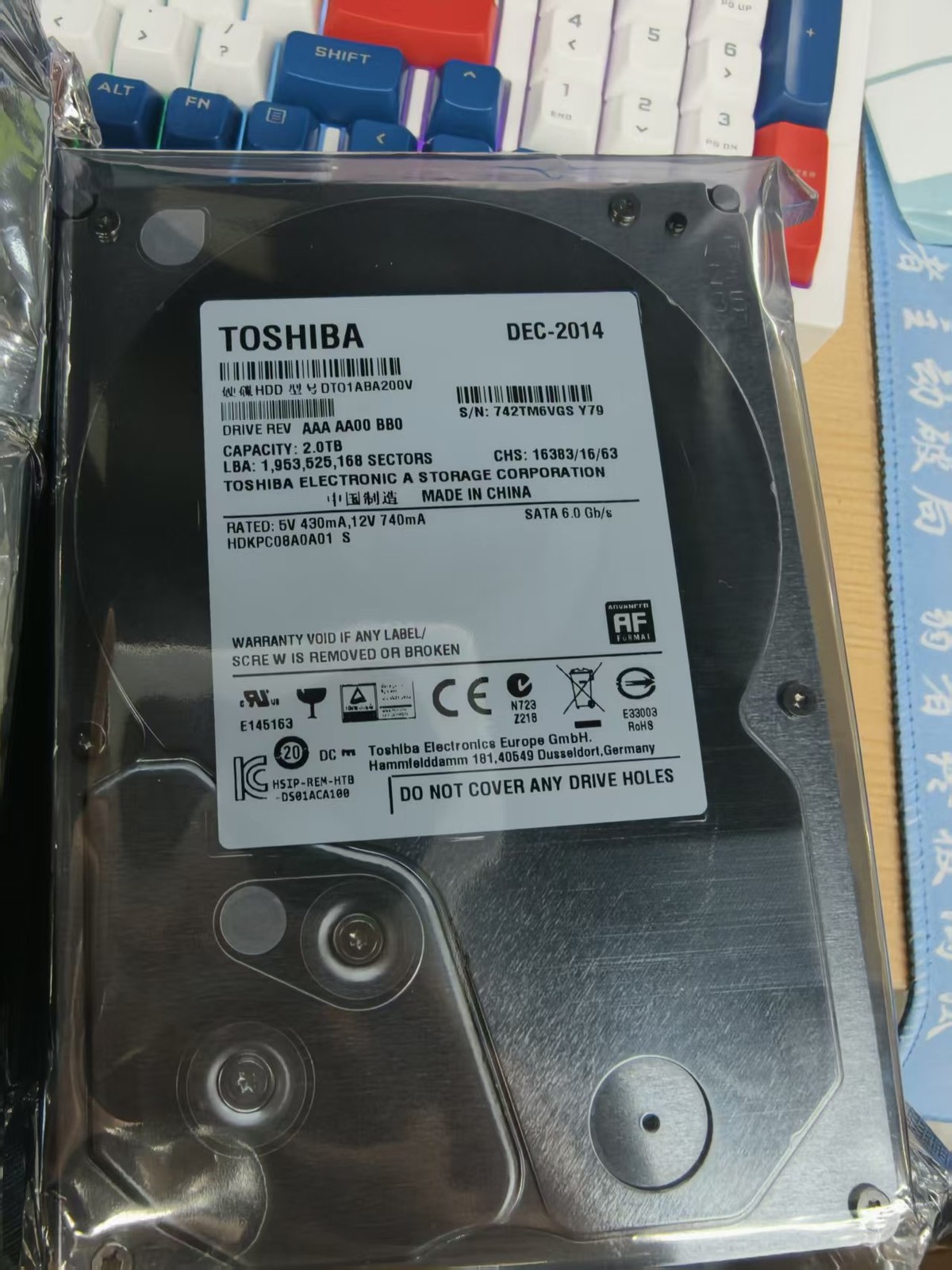 Toshiba 2T DTO1ABA200V 3.5 inch SATA interface Hard Drive