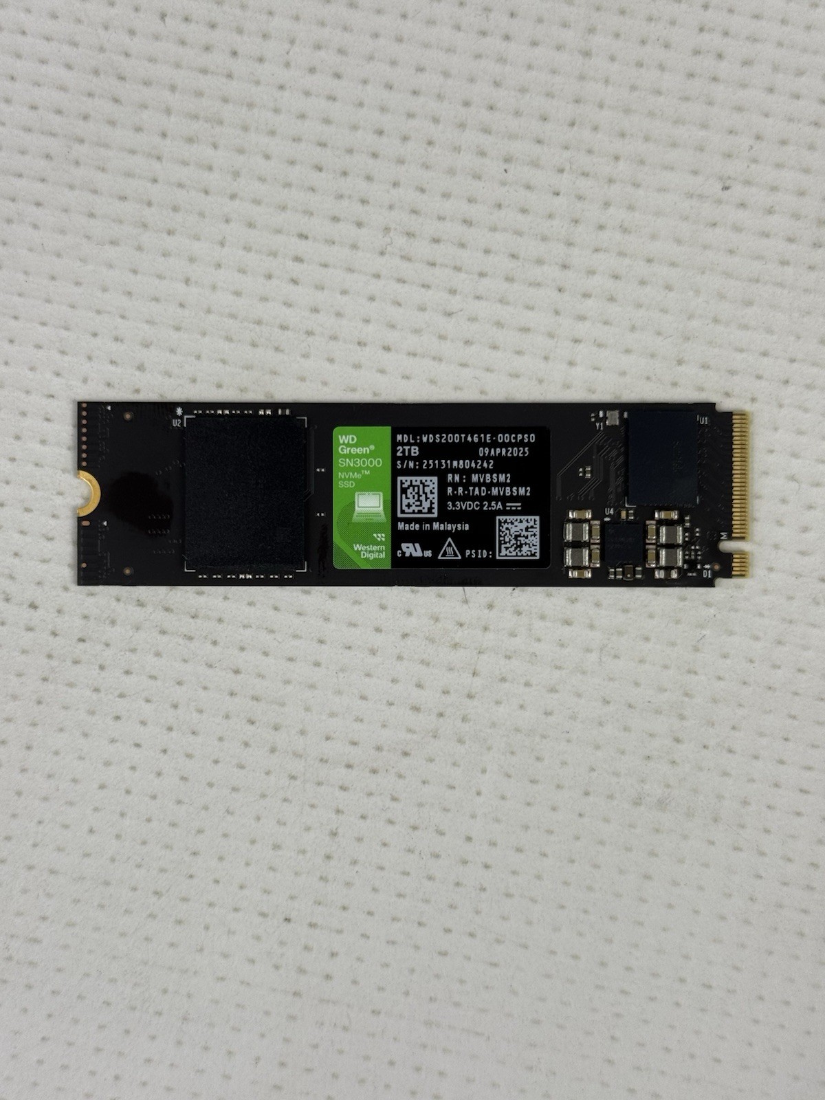 Western Digital WD 2280mm WD Green 2TB M.2 NVMe Gen 4X4 SSD SN300 100% Health