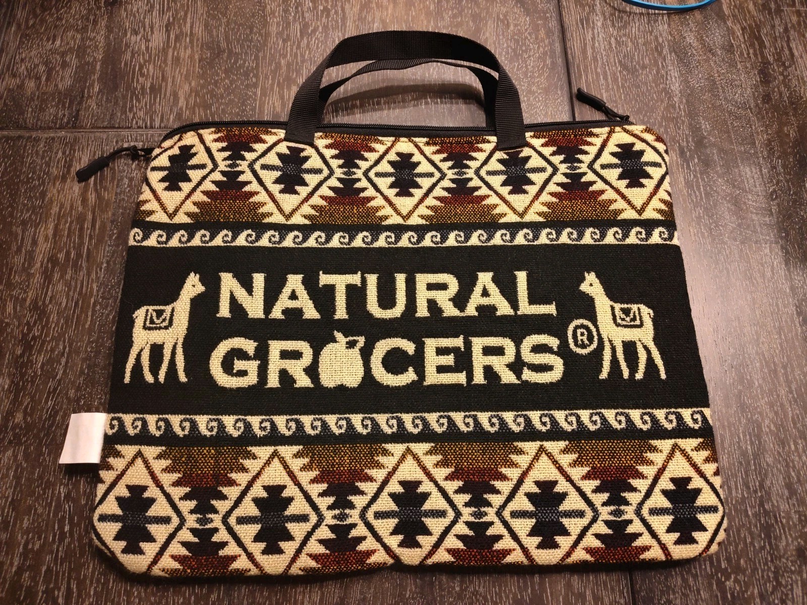 Natural Grocers laptop bag - made in Ecuador/Wool/Padded - 15” X 11”