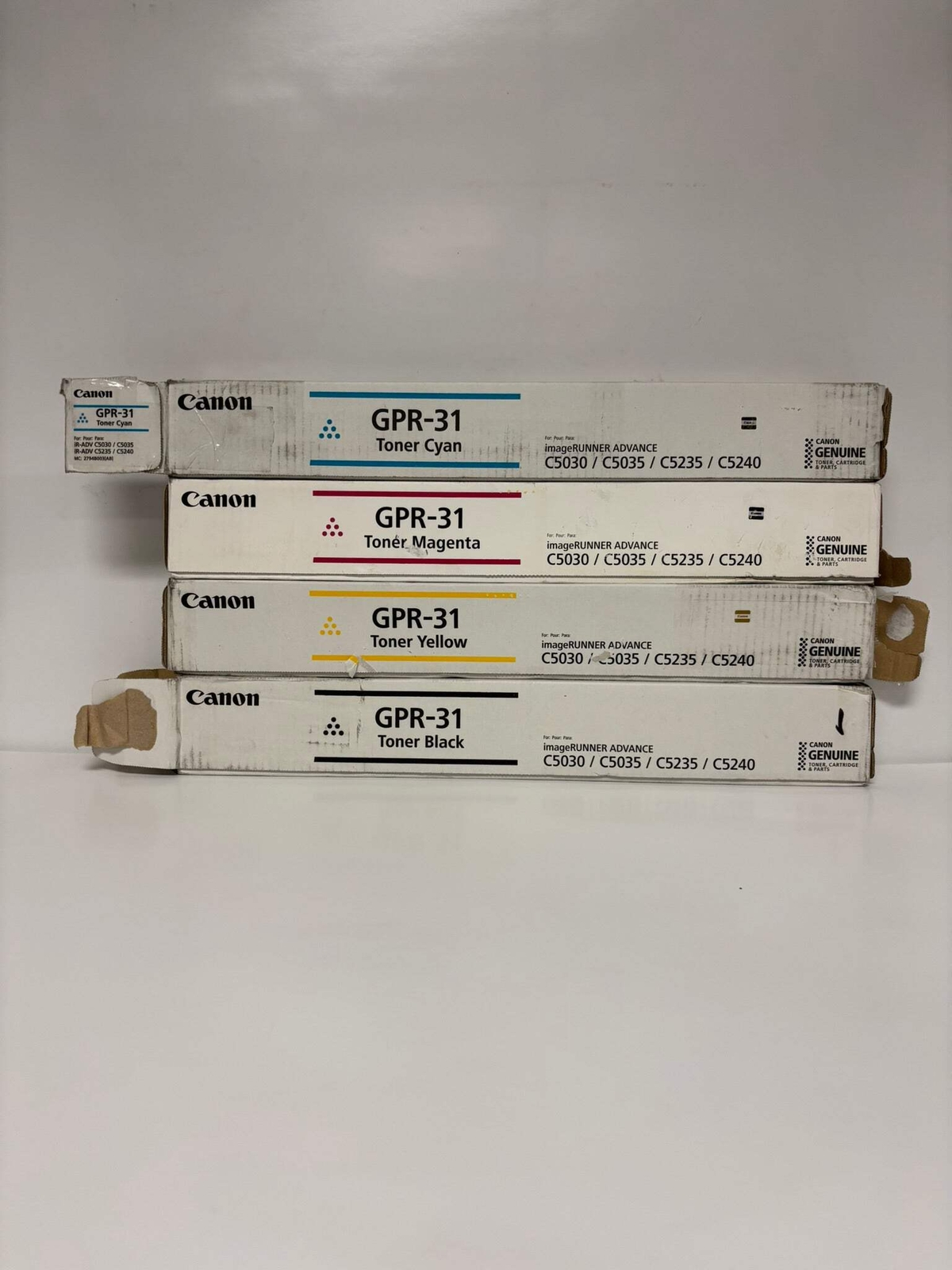 4 Open OEM Genuine Canon iR ADV C5030,C5035,C5235,C5240 GPR-31 CMYK Toners