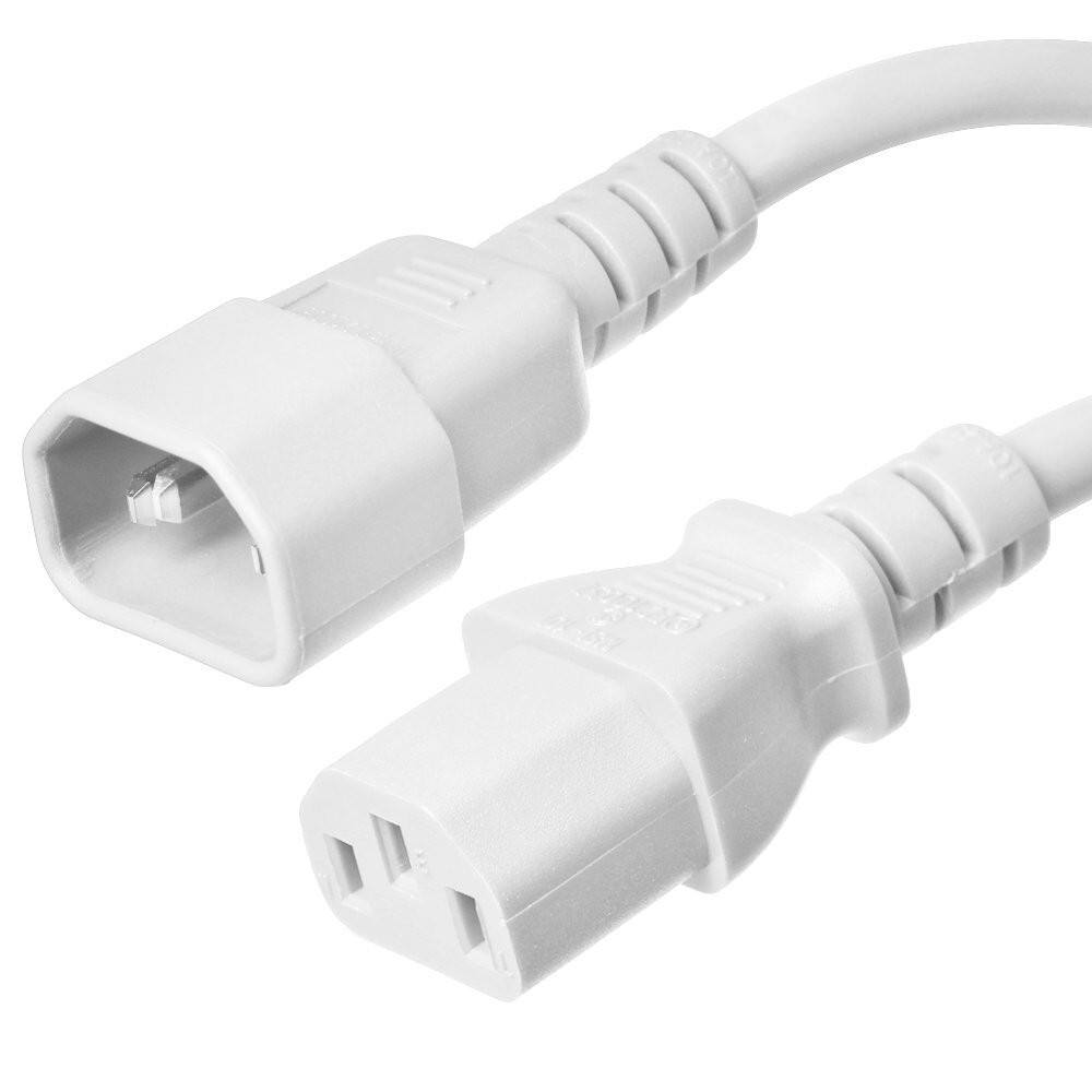 20 PACK LOT 3ft C14 - C13 White Power Cord 18AWG 10A/1250W 125V 3-Prong 1M