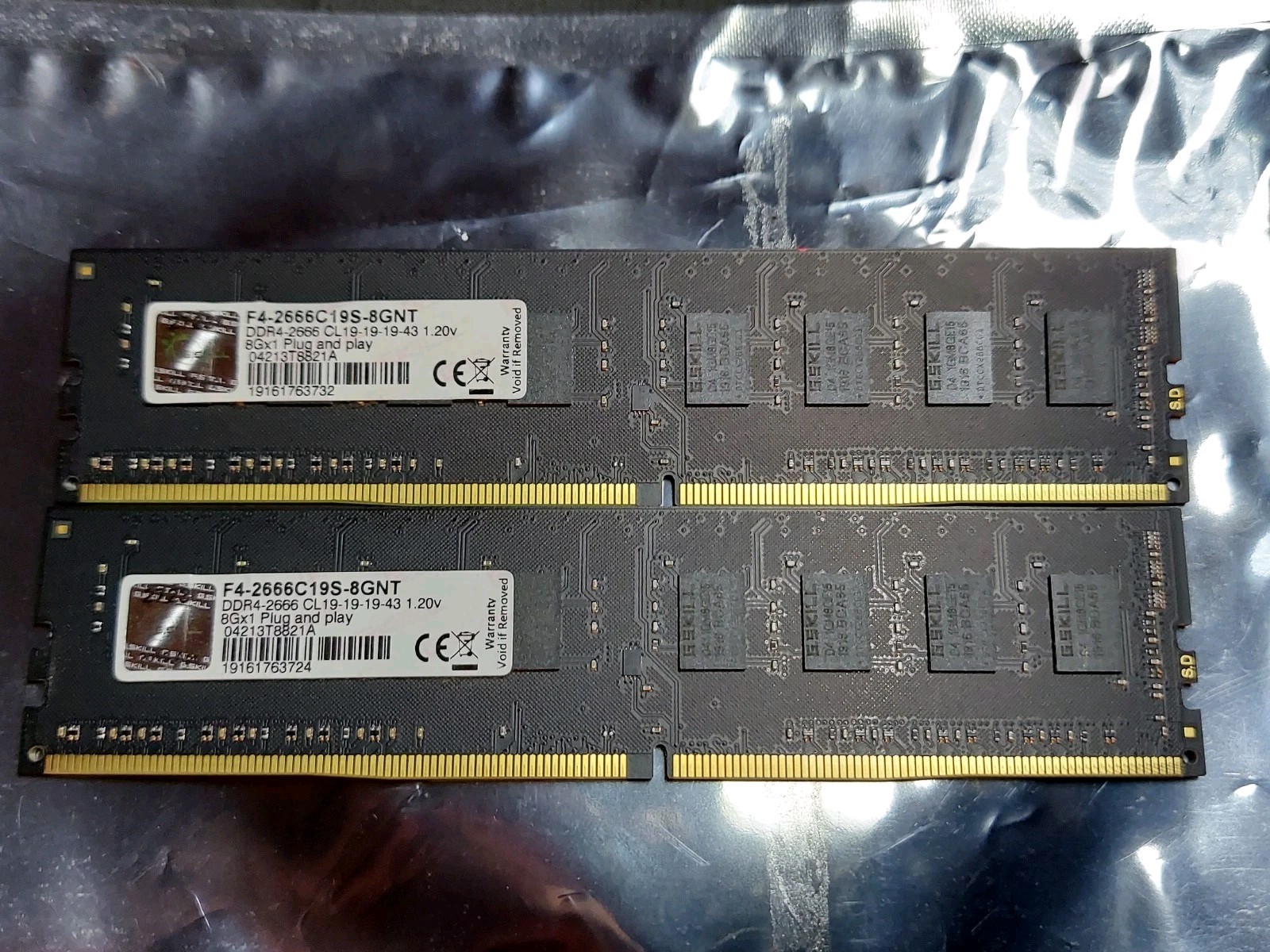 Pair 2 Tested GOOD GSkill 2x 8GB DDR4 2666 PC RAM DIMM Modules 16GB F42666C19S
