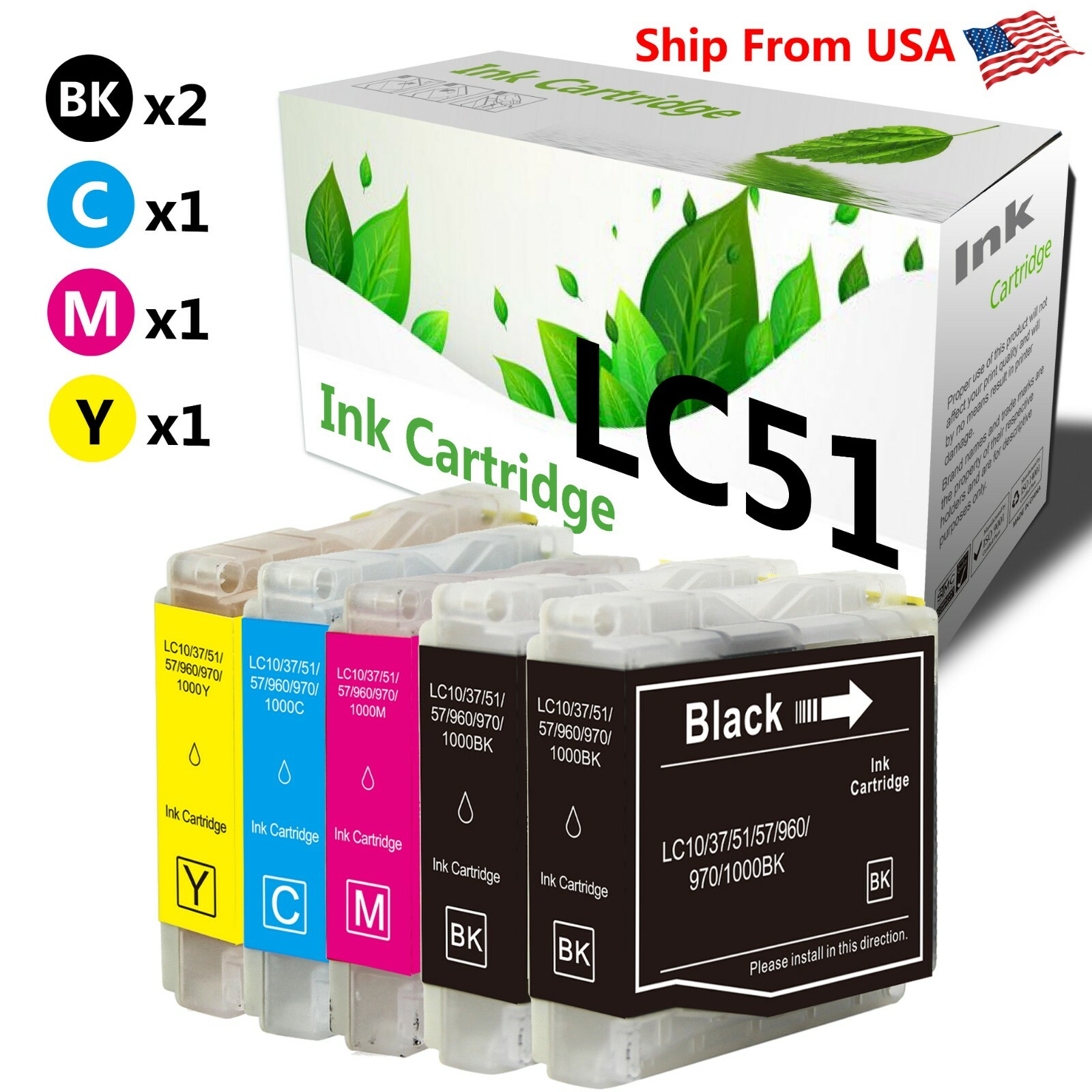 5-PK LC51 LC 51 ink set for Brother MFC-465CN MFC-885CW MFC-440CN Printer