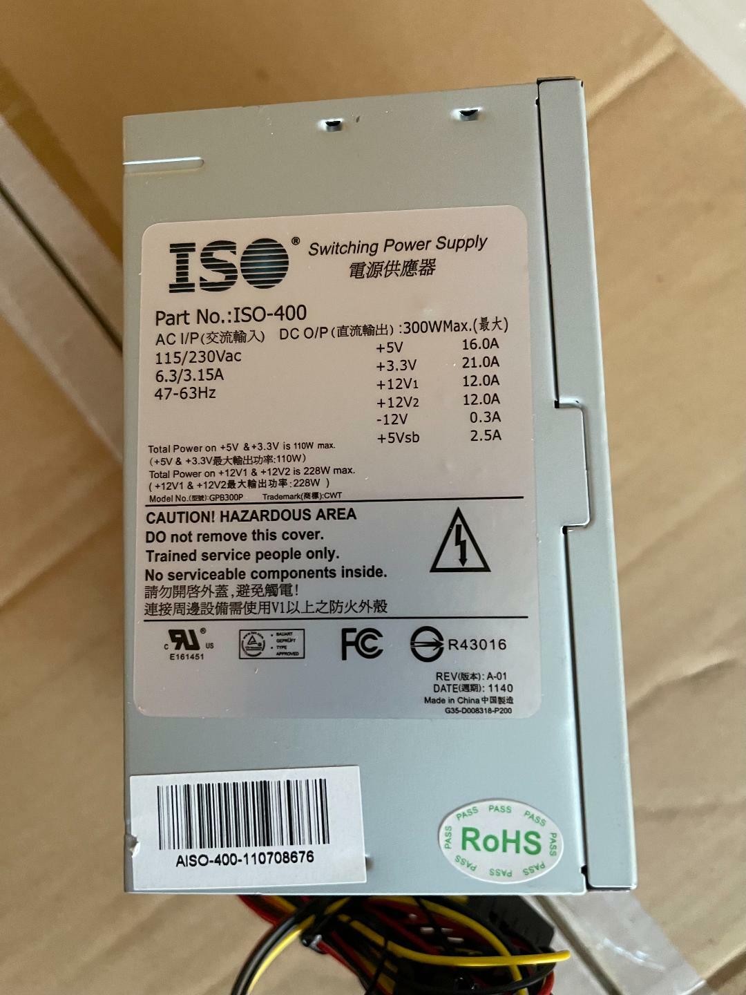 ISO-400 Switching Power Supply 300W 115/230V 6.3/315A 47-63Hz 