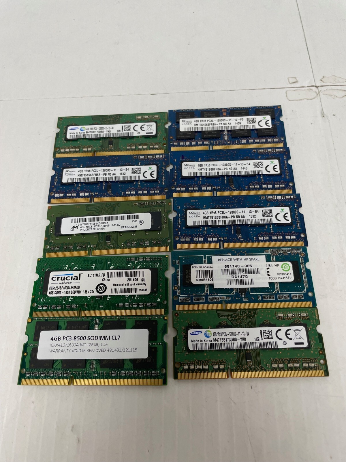 LOT of 10 Mixed 4GB DDR3 MEMORY RAM CARD 204 pin
