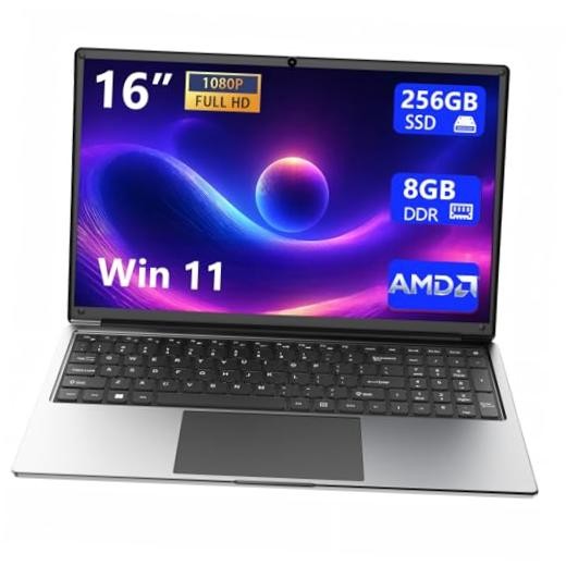 Laptop 16-inch 8GB DDR 256GB SSD portable laptop 8GB RAM/256GB SSD Gray