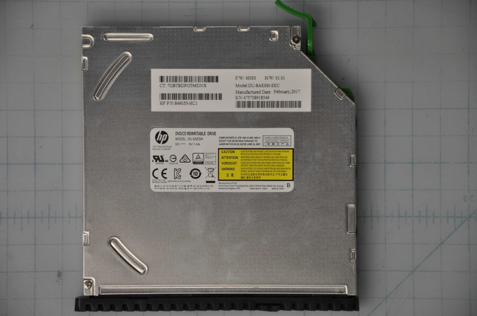 HP DVD 8X DVD-Writer 9.5 UST NoBzl PLDS Grade A 849055-HC1 