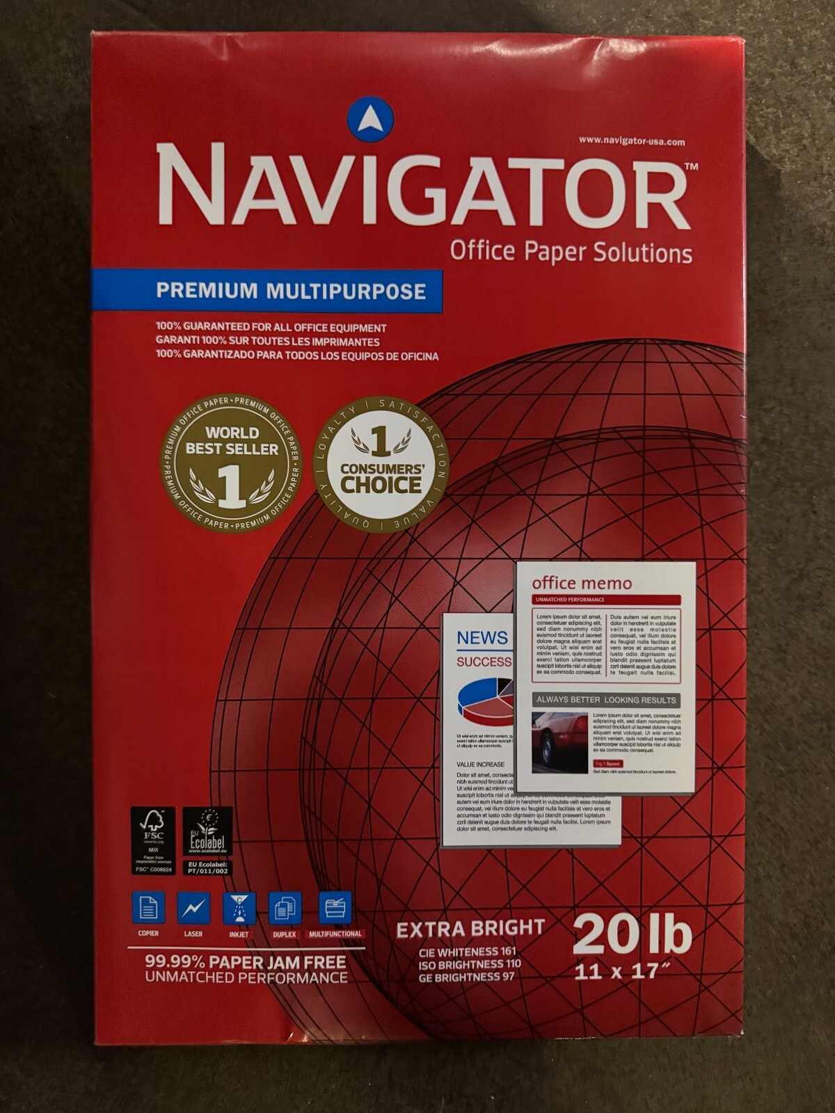 Navigator NMP1720 97 Bright 11" x 17" Premium Multipurpose Copy Paper  New