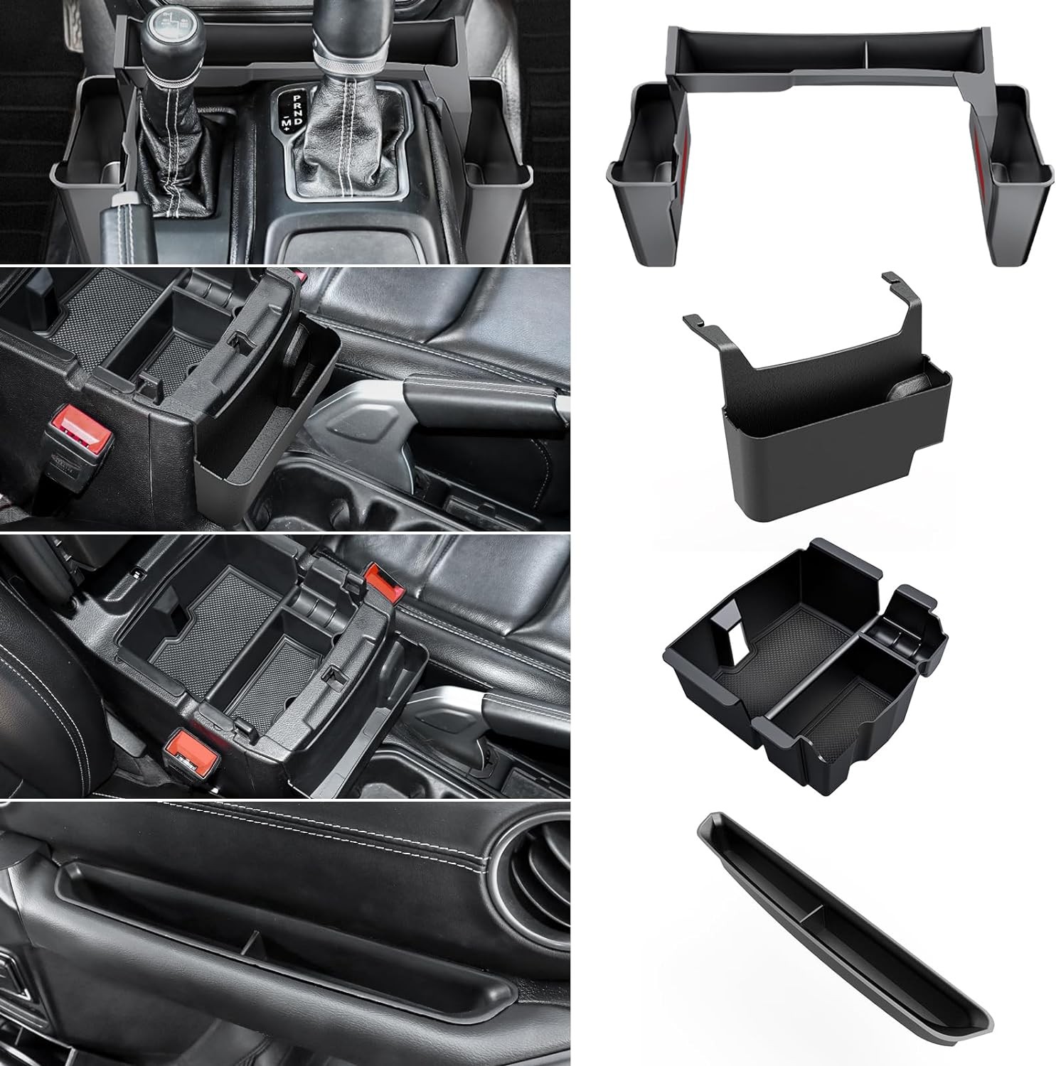 4PCS Upgraded Center Console Organizer for Jeep Wrangler JL JLU 4xe 2018-2026 &