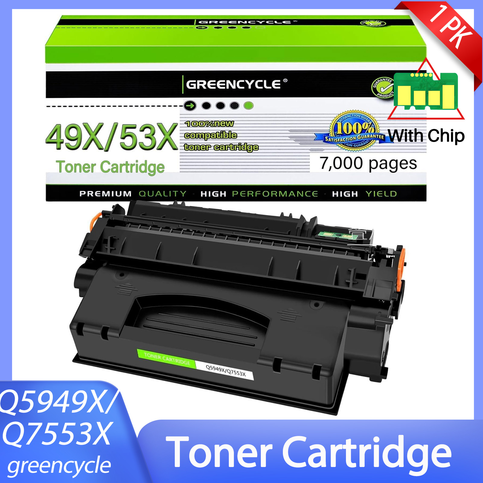 1PK Q5949X Q7553X Black Toner For HP 1320 1320n 1320nw 3390 3392 M2727nf P2010