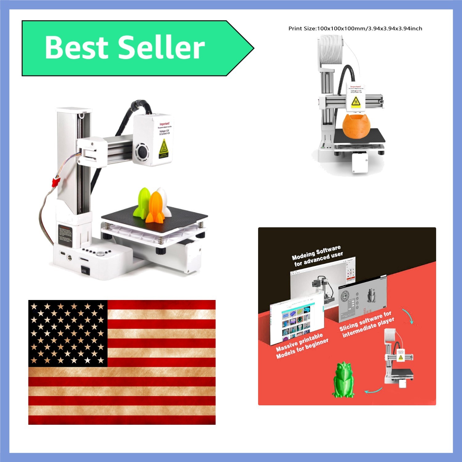 High Precision 3D Printing Machine - Compact 4x4 Inch Design for Easy Creativity