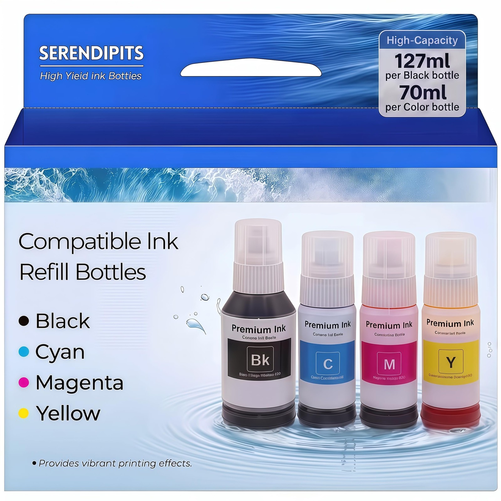 T542 Pigment Ink Refill Bottle Combo Pack Fits ET5150 ET5170 ET5180 BKCMY