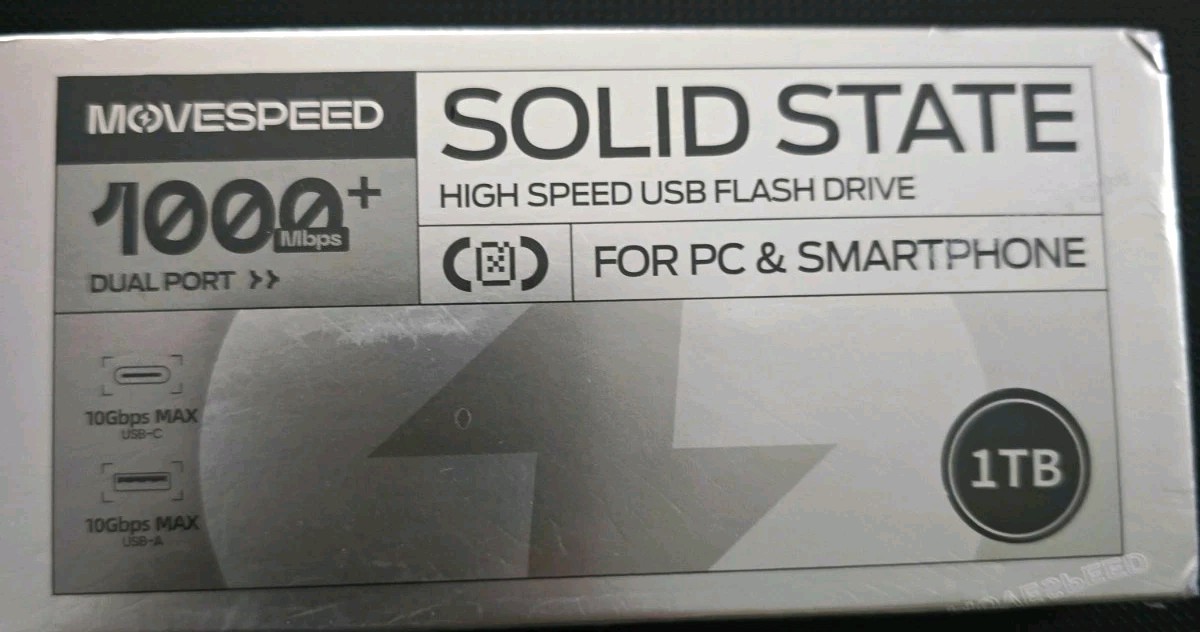 MOVESPEED 1TB Dual-Drive USB Flash Drive USB-C/USB 3.0 Silver PC/Phone